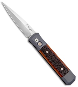 Pro-Tech Godfather Automatic Knife Gray/Amber Jig Bone (4" Satin) 900-JB