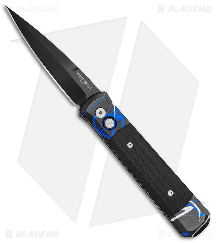 Pro-Tech Godfather Splash Knife - Auto Switchblade | Black + Blue