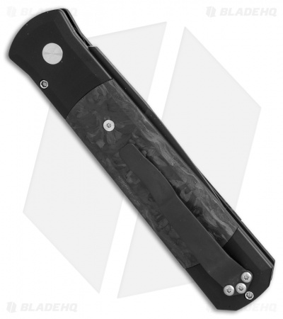 Pro-Tech Godfather Automatic Knife Black/Marbled CF (4" Black) 905-M