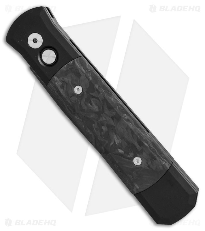 Pro-Tech Godfather Automatic Knife Black/Marbled CF (4" Black) 905-M
