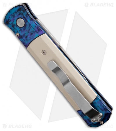 Pro-Tech Godfather Automatic Knife Blue Jazz / Ivory Micarta (4" Satin) 910-JAZZ