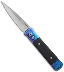 Pro-Tech Godfather Blue Jazz Automatic Knife Black G-10 (4" Satin) 909-JAZZ