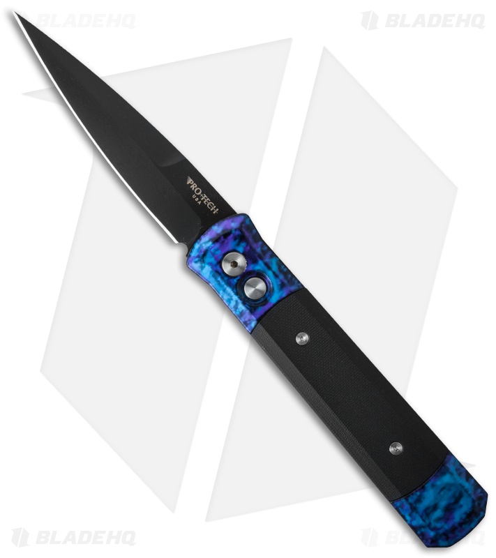 Pro-Tech Godfather Blue Jazz Automatic Knife Black G-10 (4" Black) 909BT