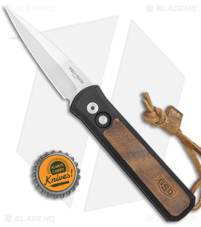 Pro-Tech GSD Godson Automatic Knife Black/Brown Leather (3.15" Satin)