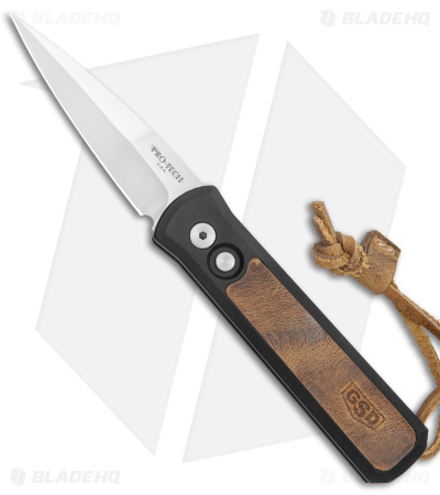 Pro-Tech GSD Godson Automatic Knife Black/Brown Leather (3.15" Satin)