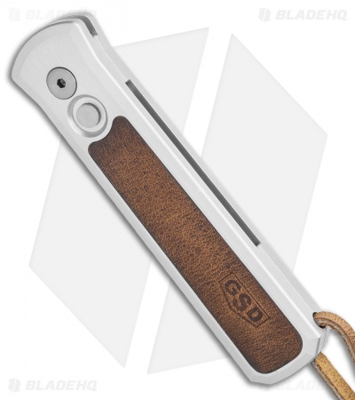 Pro-Tech GSD Godson Automatic Knife Silver/Brown Leather (3.15" Satin)