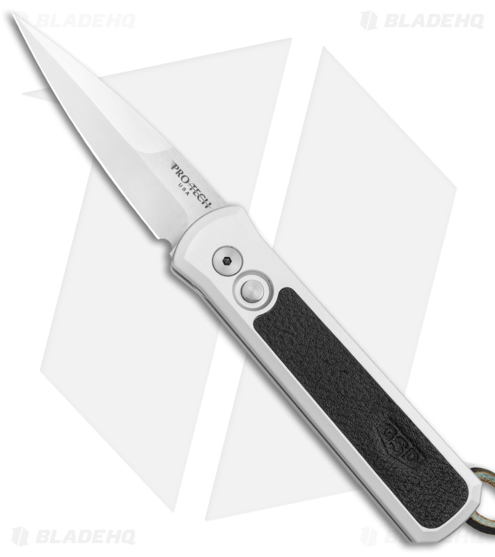 Pro-Tech GSD Godson Automatic Knife Silver/Black Leather (3.15" Satin)