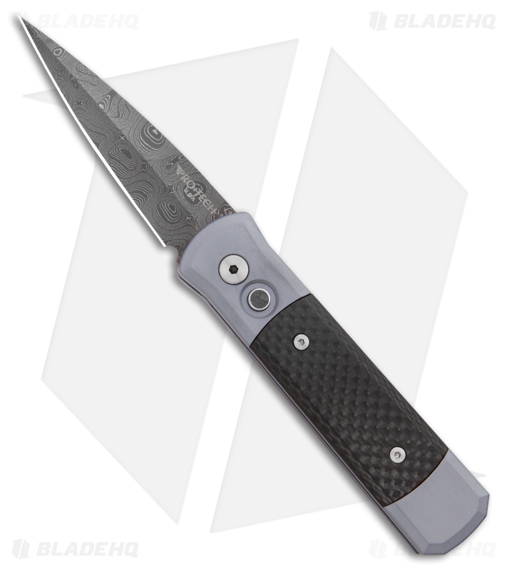 Pro-Tech Godson Automatic Knife Gray/Carbon Fiber (3.2" Damascus)