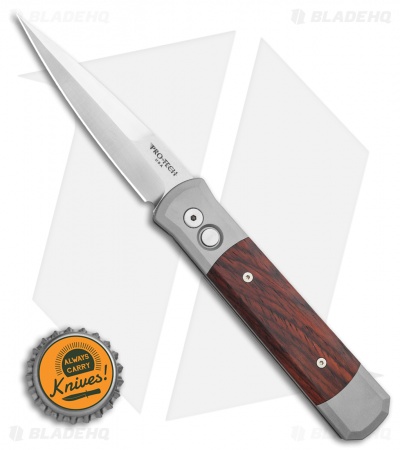 Protech Godfather Automatic Knife Gray/Cocobolo Wood (4" Satin)