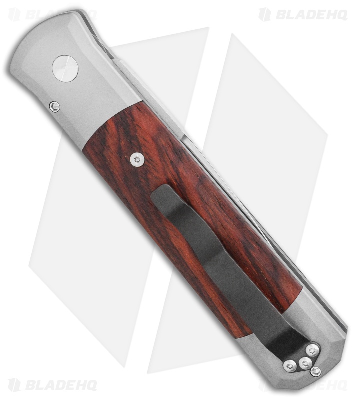 Protech Godfather Automatic Knife Gray/Cocobolo Wood (4" Satin)