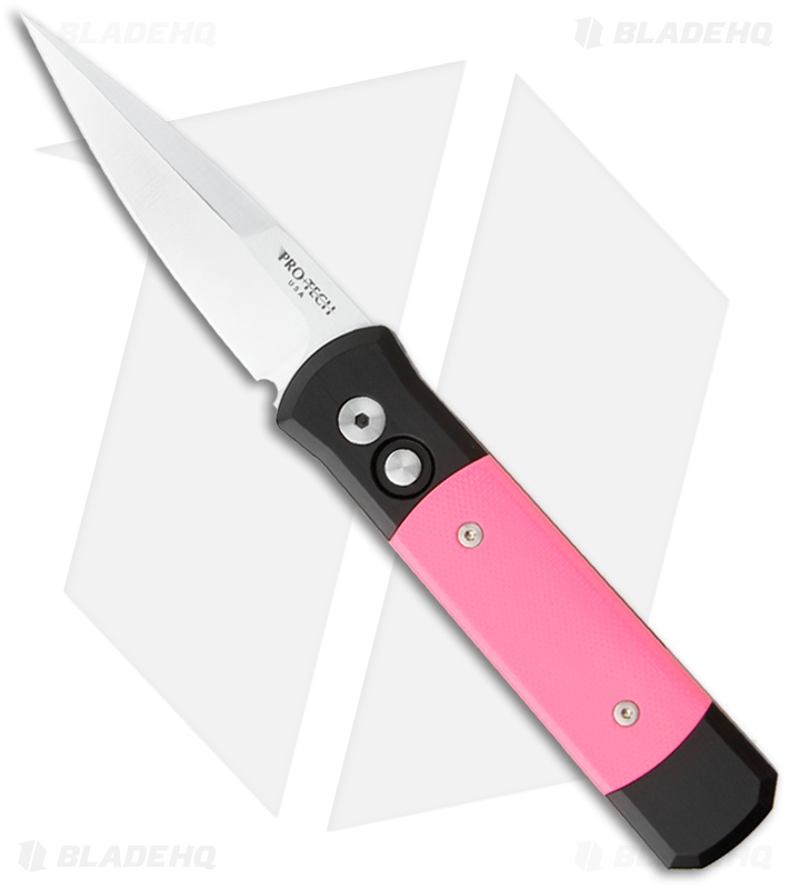 Protech Godson Automatic Knife w/ Pink G-10 (3.15" Satin Plain) 745