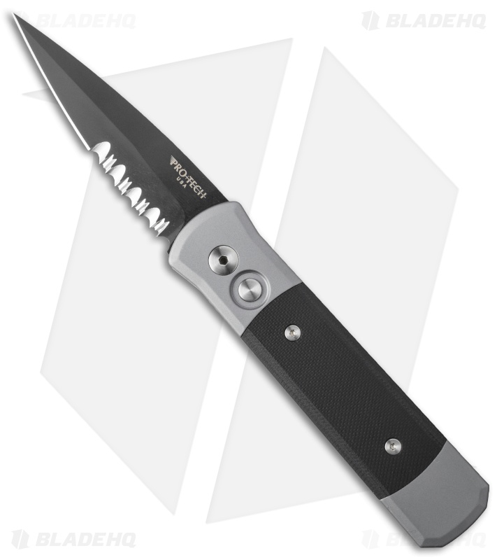 Pro-Tech Godson Automatic Knife Grey Al/Black G-10 (3.15" Black Serr) 702PS