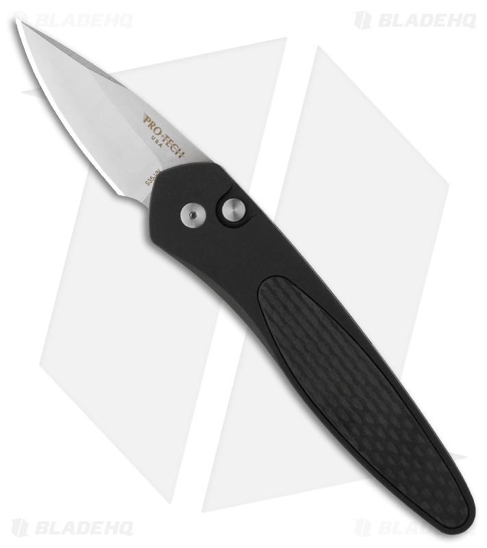 Protech Half-Breed Black Automatic Knife Carbon Fiber (1.95" Stonewash) 3615