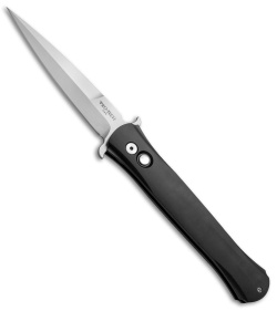 Pro-Tech Large Don Automatic Knife Black w/ Pearl Button (4.5" Satin) 1921-MOP