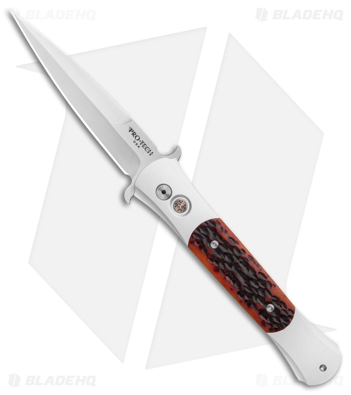 Pro-Tech Large Don Silver Automatic Knife Jig Bone (4.5" Satin) 1908-JB