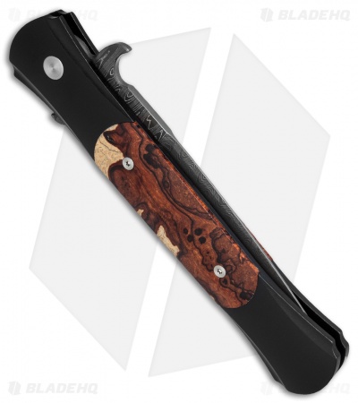 Pro-Tech Large Don Custom Automatic Knife Desert Ironwood Black (4.5" Damascus)