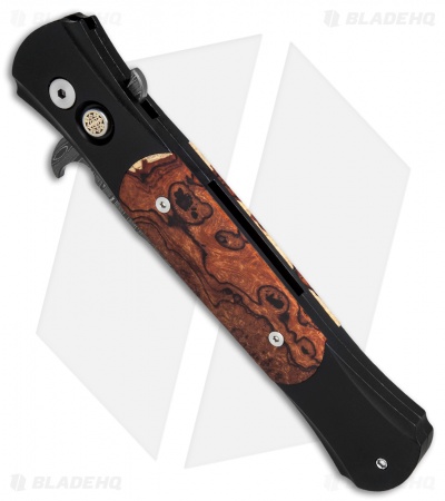 Pro-Tech Large Don Custom Automatic Knife Desert Ironwood Black (4.5" Damascus)