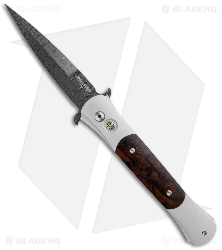 Pro-Tech Large Don Custom Automatic Knife Desert Ironwood (4.5" Damascus)