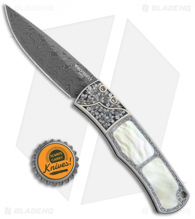 Pro-Tech Ultimate Custom BR-1 Steel Automatic Knife Gold Lip Pearl (Damascus)