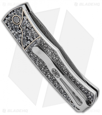 Pro-Tech Ultimate Custom BR-1 Steel Automatic Knife Gold Lip Pearl (Damascus)