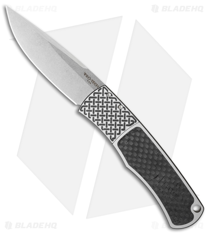 Pro-Tech Magic BR-1 "Whiskers" Custom Steel Knife Two-Tone/CF (3.125" Stonewash)