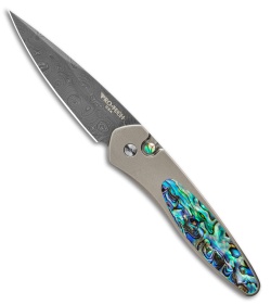 Pro-Tech Custom Newport Automatic Knife Bronze Ti/Abalone (3" Damascus)