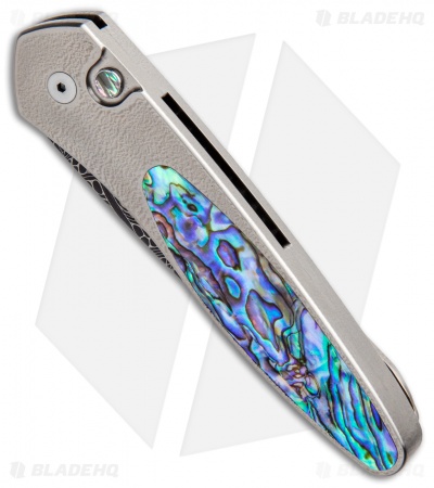 Pro-Tech Custom Newport Automatic Knife Ti/Abalone (3" Nichols Mosaic Damascus)