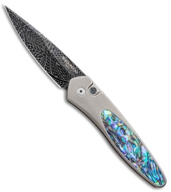 Pro-Tech Custom Newport Automatic Knife Ti/Abalone (3" Nichols Mosaic Damascus)