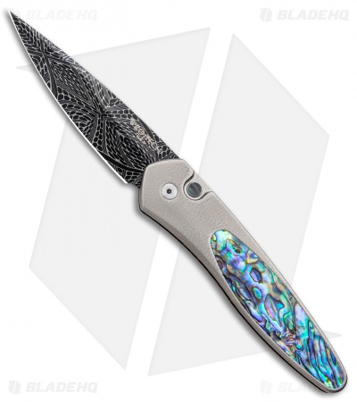 Pro-Tech Custom Newport Automatic Knife Ti/Abalone (3" Nichols Mosaic Damascus)