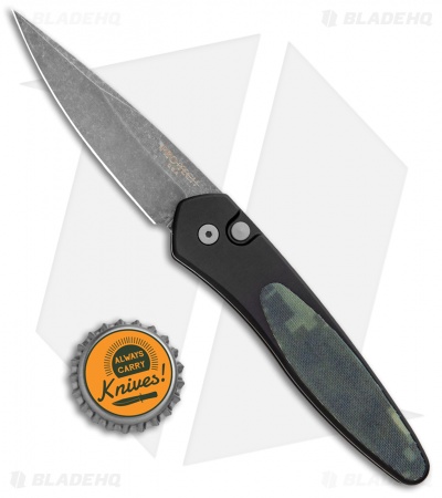 Pro-Tech Newport Automatic Knife Black/Camo G10 (3" Acid Wash) 3426