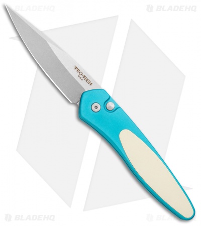 Pro-Tech Newport Automatic Knife Teal/Ivory Micarta (3" Satin)