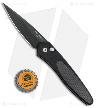 Pro-Tech Newport Automatic Knife Black Aluminum Red Carbon Fiber (3" Black) 