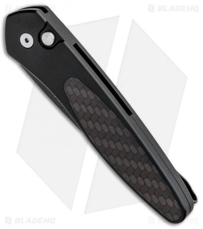 Pro-Tech Newport Automatic Knife Black Aluminum Red Carbon Fiber (3" Black) 