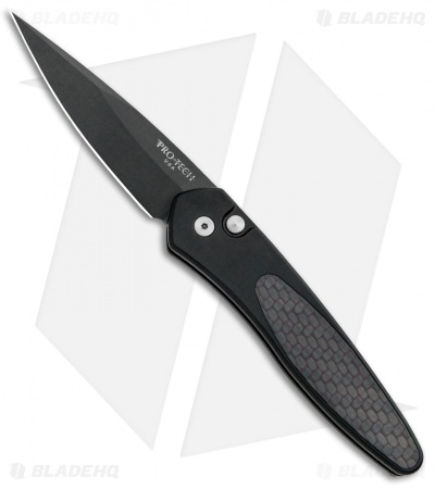 Pro-Tech Newport Automatic Knife Black Aluminum Red Carbon Fiber (3" Black) 