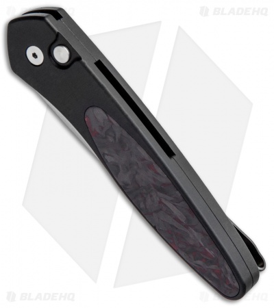 Pro-Tech Newport Black Automatic Knife Red Marble Carbon Fiber (3" Stonewash)