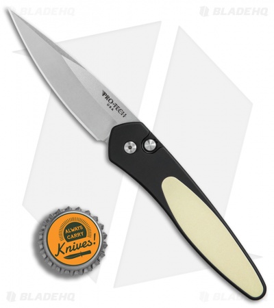 Pro-Tech Newport Tuxedo Automatic Knife Black/Ivory Micarta (3" Stonewash)