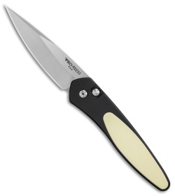 Pro-Tech Newport Tuxedo Automatic Knife Black/Ivory Micarta (3" Stonewash)