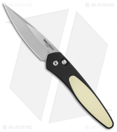 Pro-Tech Newport Tuxedo Automatic Knife Black/Ivory Micarta (3" Stonewash)