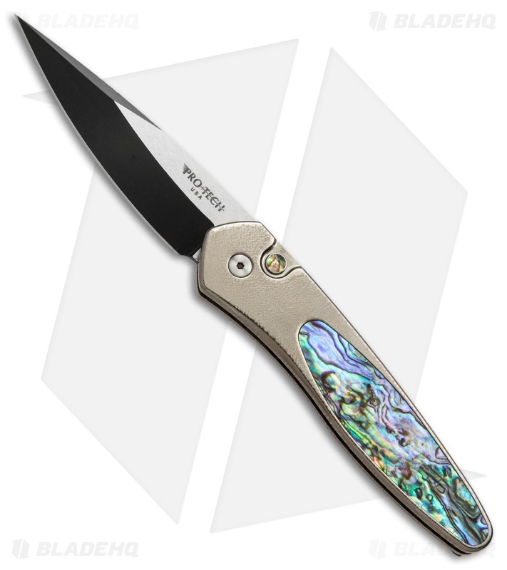 Pro-Tech Custom Newport Automatic Knife Bronze Ti/Abalone (3" Two-Tone)