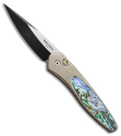 Pro-Tech Custom Newport Automatic Knife Bronze Ti/Abalone (3" Two-Tone)