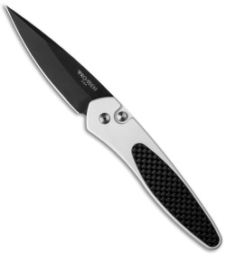 Pro-Tech Newport Automatic Knife Silver/Carbon Fiber (3" Black) 3412