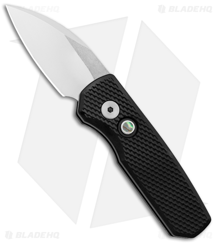 Pro-Tech Runt 5 Wharncliffe Automatic Textured Black Aluminum (1.9" Mirror)