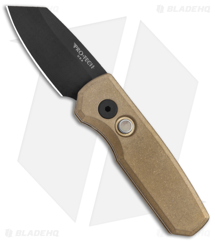 Pro-Tech Runt 5 Reverse Tanto Knife Stonewashed Bronze Aluminum (2" DLC Black)