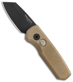 Pro-Tech Runt 5 Reverse Tanto Knife Stonewashed Bronze Aluminum (2" DLC Black)