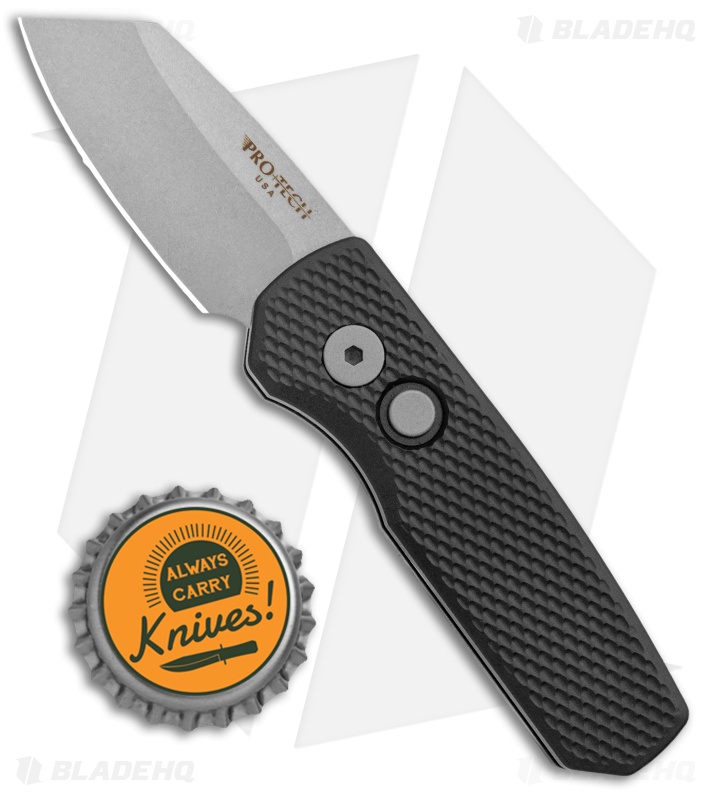 Pro-Tech Runt 5 Reverse Tanto Automatic Knife Textured Black (1.9" Stonewash)
