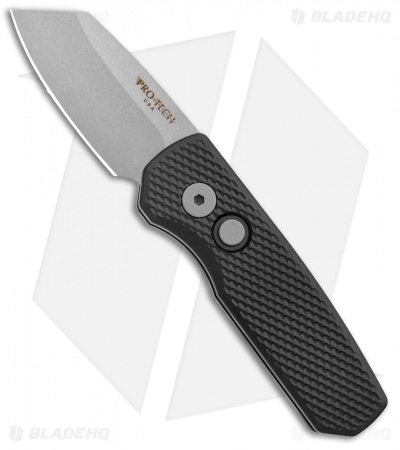 Pro-Tech Runt 5 Reverse Tanto Automatic Knife Textured Black (1.9" Stonewash)