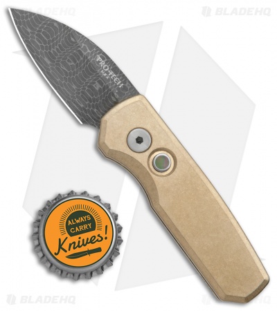 Pro-Tech Runt 5 Wharncliffe Knife Stonewashed Bronze (2.10" Damascus)