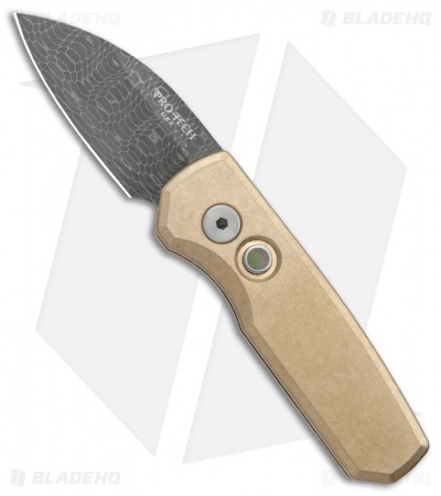 Pro-Tech Runt 5 Wharncliffe Knife Stonewashed Bronze (2.10" Damascus)