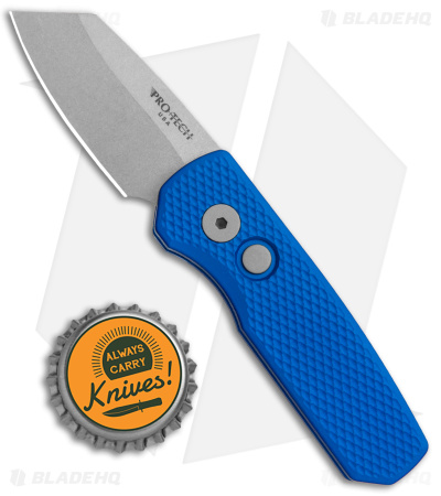 Pro-Tech Runt 5 Reverse Tanto Automatic Knife Textured Blue (1.9" Stonewash)