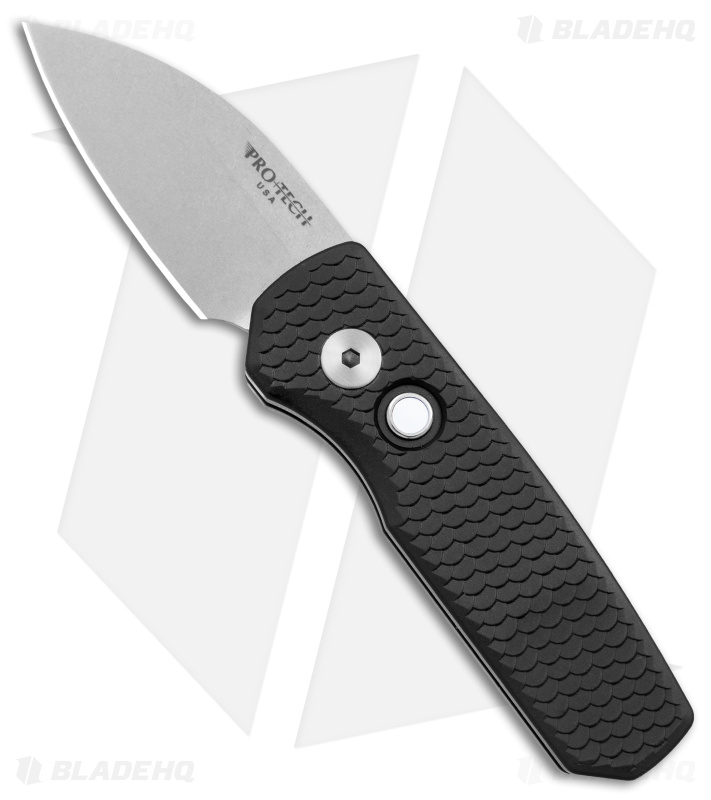 Pro-Tech Runt 5 Wharncliffe Automatic Knife Black Dragon Scale (1.9" Stonewash)